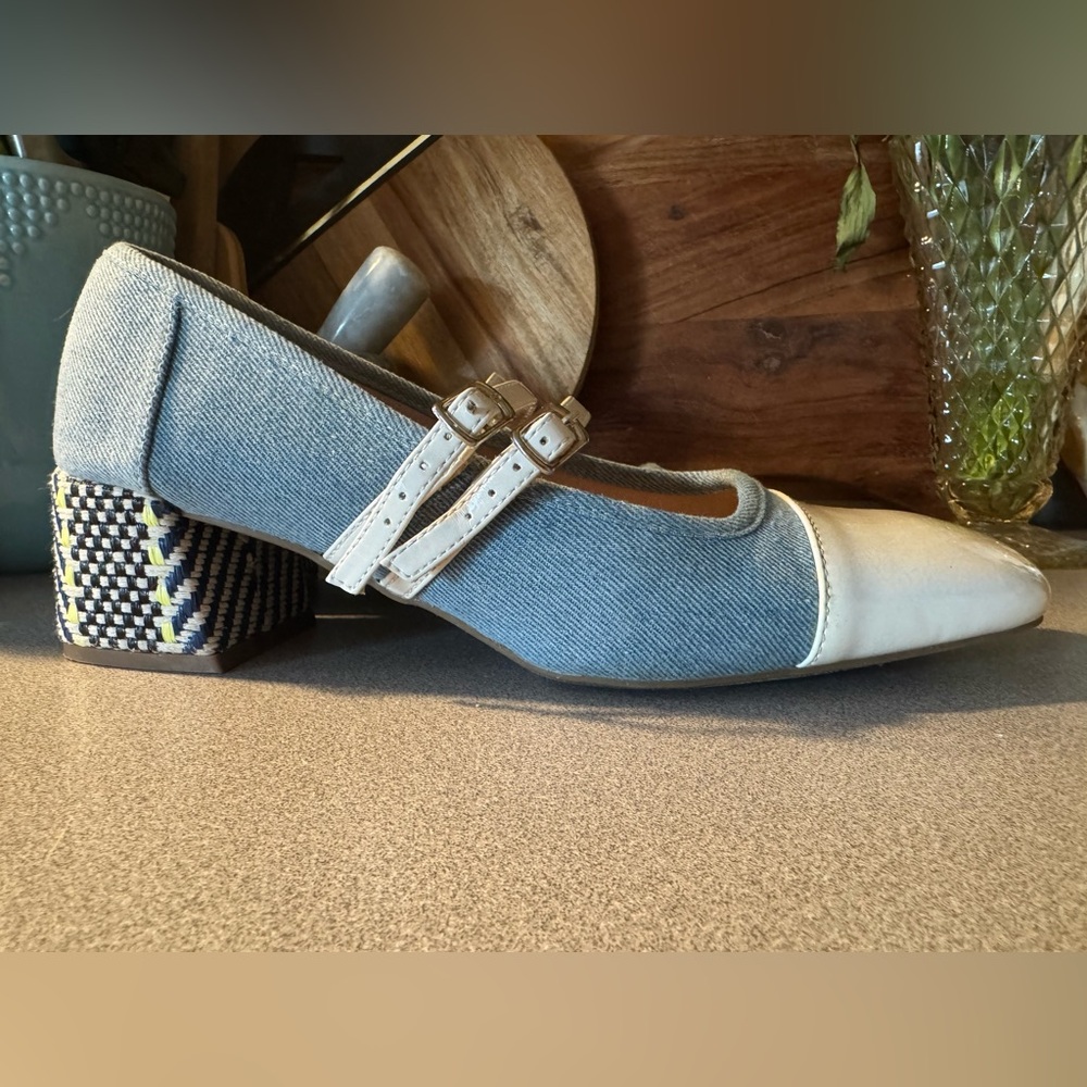 Massey’s Adara Elegant Women's Denim and White Heels